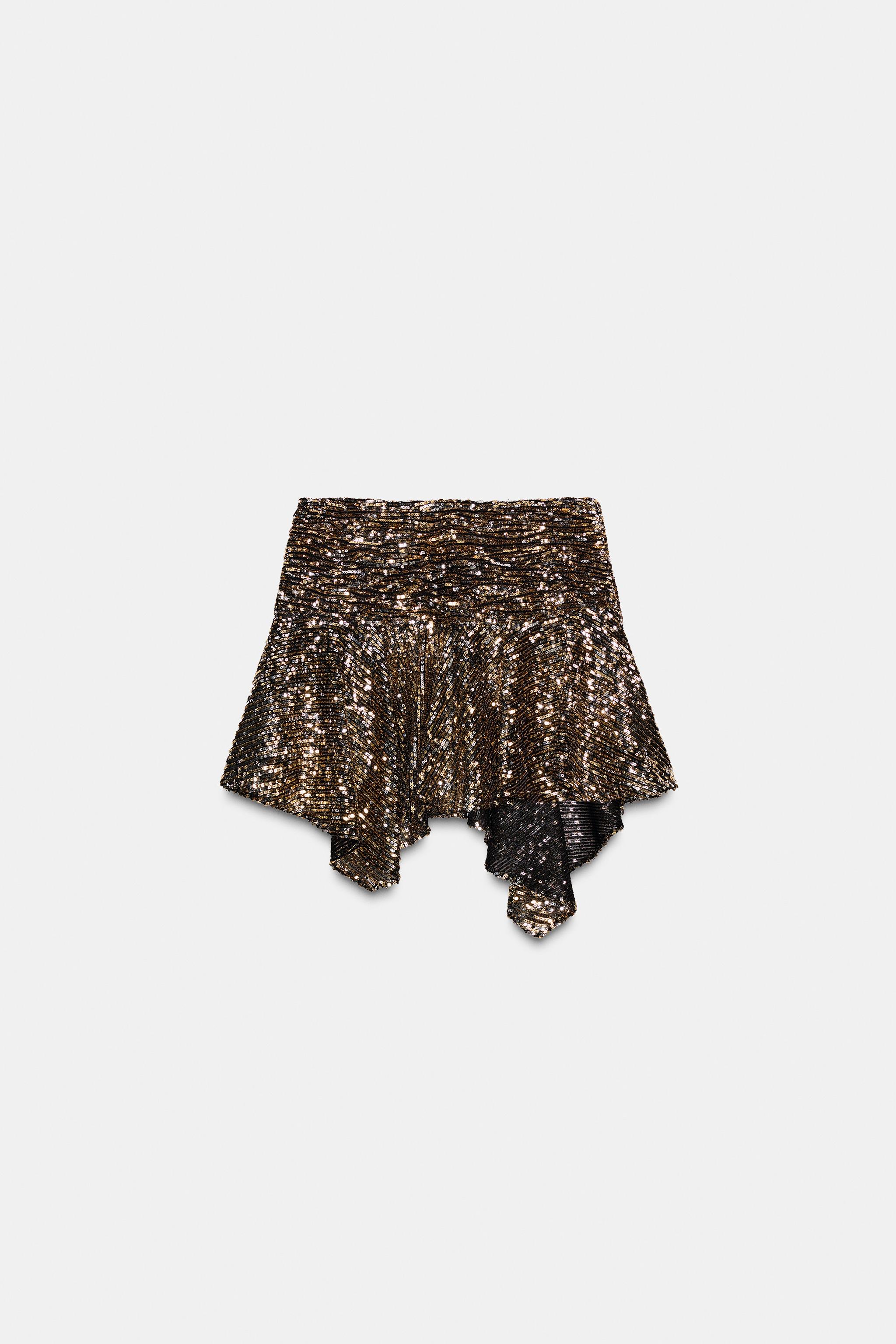 JUPE-PANTALON À PAILLETTES ASYMÉTRIQUE